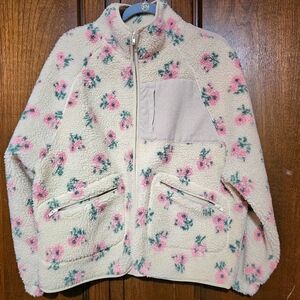New In Floral Oversized Fleece Jacket